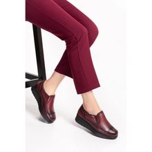 Gondol ELNR.5757-Bordo Hakiki Deri Sim Detaylı Anatomik Ayakkabı