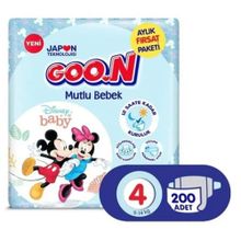 Goo.N Mutlu Bebek No:4 Maxi 200 Adet Bebek Bezi