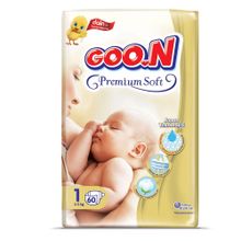 Goo.N Premium Soft No:1 Yenidoğan 60 Adet Bebek Bezi