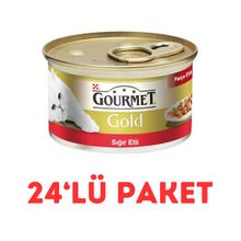 Gourmet 24x85 gr Gold Parça Etli Sığır Etli Kedi Konservesi
