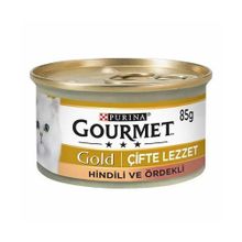 Gourmet Gold 12x85 gr Çifte Lezzet Parça Etli Hindili Ördekli Yetişkin Kedi Konservesi