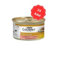 Gourmet Gold 24x85 gr Parça Etli Somonlu ve Tavuklu Konserve Kedi Maması