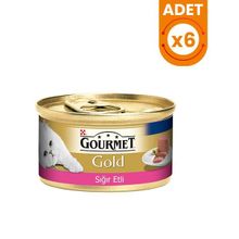 Gourmet Gold Kıyılmış Sığır Etli Yetişkin 6x85 gr Kedi Konserve Maması