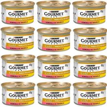 Gourmet Gold Parça Etli Somonlu ve Tavuklu 85 gr x12 Yetişkin Kedi Konservesi