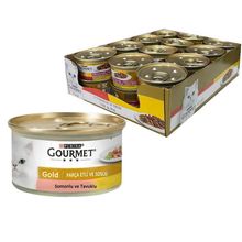 Gourmet Gold Purina 24 x 85 g Somonlu ve Tavuklu Konserve Kedi Maması