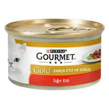 Gourmet Gold Sığır Etli Yetişkin Parça Etli Soslu Kedi Konservesi