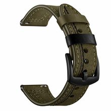 Gpack Amazfit GTR 42 mm 20 mm Nubuk Deri Görünüm Dikişli KRD 19 Koyu Yeşil Kordon