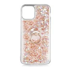 Gpack Apple iPhone 11 Pro Max Milce Sulu Yüzüklü Silikon Arka Kapak Gold Kılıf