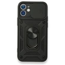 Gpack Apple iPhone 11 Tank Aramid Sürgülü Vega Yüzüklü Siyah Kılıf