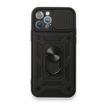 Gpack Apple iPhone 12 Pro Max Tank Aramid Sürgülü Vega Yüzüklü Kırmızı Kılıf