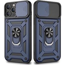 Gpack Apple İphone 13 Pro Sert Silikon Tank Aramid Sürgülü Vega Yüzüklü Kılıf