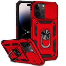 Gpack Apple İphone 14 Pro Sert Silikon Tank Aramid Sürgülü Vega Yüzüklü Kılıf