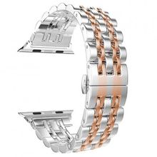 Gpack Apple Watch SE 40 mm Çift Renk Metal Kordon Çıtçıtlı KRD 14 Siyah Kordon