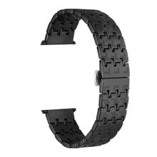Gpack Apple Watch Series 8 41 mm KRD86 Siyah Metal Zigzag Fit Tasarım Desenli Kordon