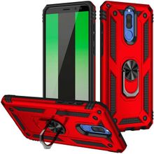 Gpack Huawei Mate 10 Lite Vega Tank Standlı Yüzüklü Mıknatıslı Kırmızı Kılıf