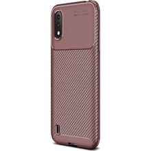 Gpack Samsung Galaxy A01 Negro Karbon Dizayn Nano Glass Kahverengi Silikon Cep Telefonu Kılıf