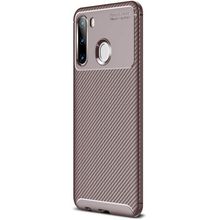 Gpack Samsung Galaxy A11 Negro Karbon Dizayn Silikon Kahverengi Cep Telefonu Kılıfı