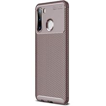 Gpack Samsung Galaxy A21s Negro Karbon Dizayn Silikon Kahverengi Kılıf