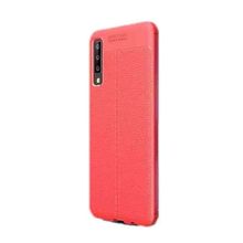 Gpack Samsung Galaxy A50s Niss Deri Görünümlü Nano Glass Kırmızı Silikon Cep Telefonu Kılıf