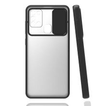 Gpack Samsung Galaxy M31 Kamera Sürgülü Kapatmalı Silikon Siyah Kılıf