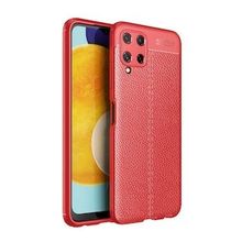 Gpack Samsung Galaxy M32 4G Niss Silikon Deri Görünümlü Korumalı Kırmızı Kılıf