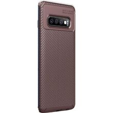Gpack Samsung Galaxy S10 Negro Karbon Dizayn Kahverengi Silikon Kılıf