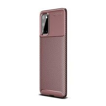 Gpack Samsung Galaxy S20 Negro Karbon Dizayn Silikon Kahverengi Kılıf