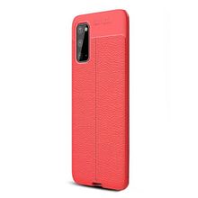 Gpack Samsung Galaxy S20 Niss Silikon Deri Görünümlü Kırmızı Kılıf