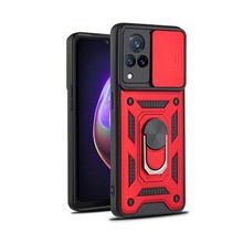 Gpack Vivo V21 Tank Aramid Sürgülü Vega Yüzüklü Kırmızı Kılıf