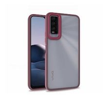 Gpack Vivo Y20 Flora Sert Silikon Arkası Cam Şeffaf Mor Kılıf