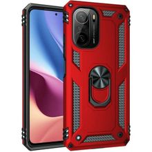 Gpack Xiaomi Poco F3 Vega Tank Koruma Standlı Yüzüklü Mıknatıslı Kırmızı Kılıf