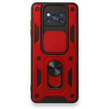 Gpack Xiaomi Poco X3 Tank Aramid Sürgülü Vega Yüzüklü Kırmızı Kılıf