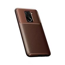 Gpack Xiaomi Redmi Note 9 Negro Karbon Dizayn Silikon Kahverengi Kılıf