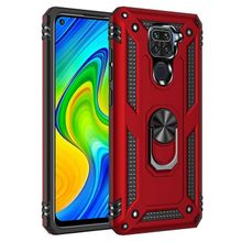 Gpack Xiaomi Redmi Note 9 Tank Koruma Vega Standlı Yüzüklü Mıknatıslı Kırmızı Kılıf