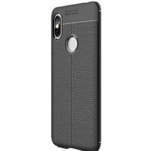 Gpack Xiaomi Redmi S2 Niss Deri Dokumalı Koruyucu Siyah Silikon Kılıf