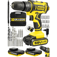 Graizer Germany Technology Hybrid 58 V 5 Ah Darbeli Çift Akülü Vidalama Metal Şanzuman Şarjlı Matkap