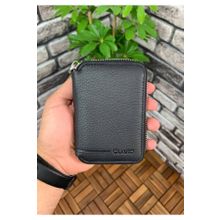 GUARD 0796G Fermuarlı Siyah Deri Mini Cüzdan