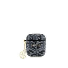 Guess Apple Airpods 2. Nesil Uyumlu G Cube Desenli Süs Zincirli Siyah Airpods Kılıf
