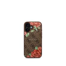 Guess iPhone 16 Plus Rose Desenli Magsafe Uyumlu Kahverengi Telefon Kılıfı