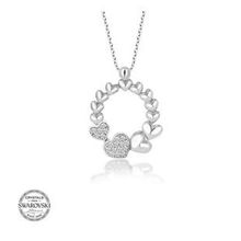 Gümüş Hane Swarovski Taşlı Gümüş Çember Kalp Kadın Kolye