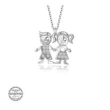 Gümüş Hane Swarovski Taşlı Gümüş Erkek Kız Çocuk Kadın Kolye