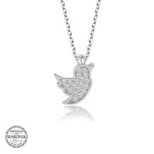 Gümüş Hane Swarovski Taşlı Gümüş Kuş Kadın Kolye