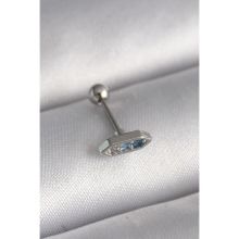 Gümüş Renk Mavi Zirkon Taşlı Tragus Piercing