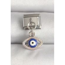 Gümüş Renk Nazar Boncuk Detaylı Göz Model Nomination Charm