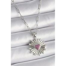 Gümüş Renk Pembe Zirkon Taşlı Kalp Tragus Piercing