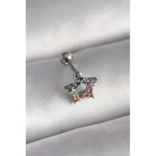 Gümüş Renk Renkli Zirkon Taşlı Yıldız Model Tragus Piercing