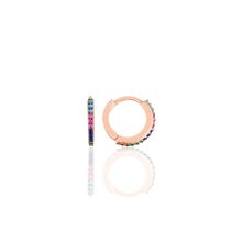 Gümüş Rose Renkli Taşlı 12 mm Halka Küpe