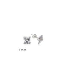 Gumush EA1160233 4 mm Gümüş Kare Tek Taş Zirkon Küpe