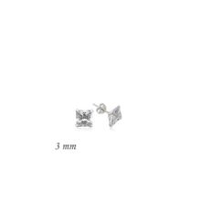 Gumush EA1160234 3 mm Gümüş Kare Tek Taş Zirkon Küpe