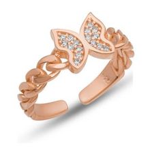 Gumush Gümüş Ayarlanabilir Rose Kelebek Kadın Yüzük